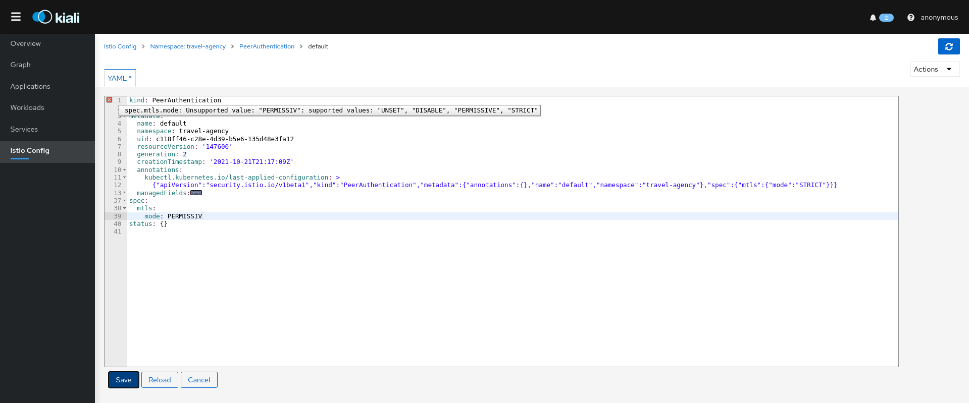 Validation supporting mTLS configuration